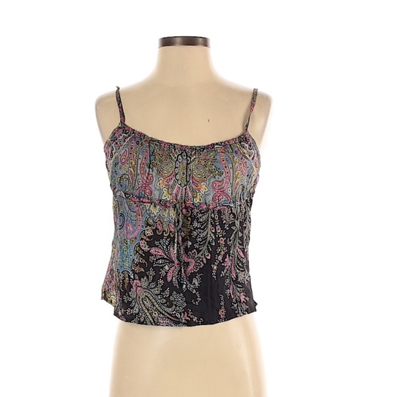 Vintage Y2K Bebe 100% Silk Paisley Tank Top Women’s Size L - Picture 1 of 8